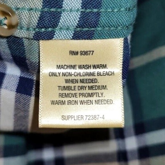 St. John’s Bay Button Down Long Sleeve Shirt Men's Large Green Window Pane Plaid - Picture 6 of 6